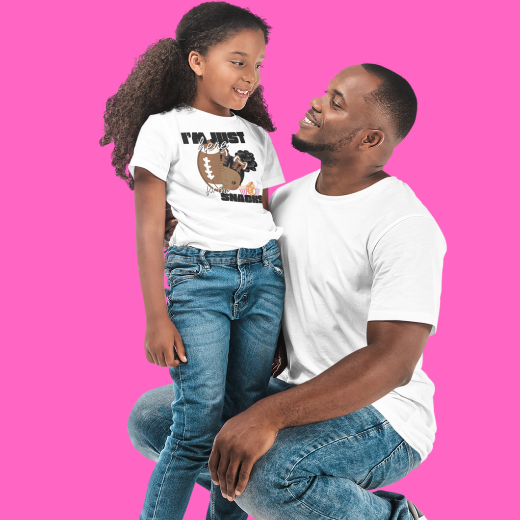 FOOTBALL JUST HERE FOR THE SNACKS CURLY PUFFS TEE|BLACK GIRLS ROCK|BLACK GIRL MAGIC|TEES FOR BLACK GIRLS|AFROMATION TEES|BLACK GIRL TEES