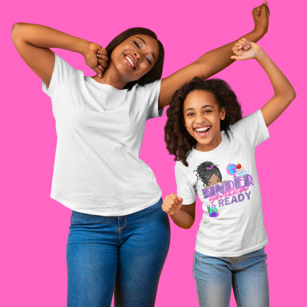 KINDERGARTEN READY CURLY UPDO TEE|BLACK GIRLS ROCK|BLACK GIRL MAGIC|TEES FOR BLACK GIRLS|AFROMATION TEES|BLACK GIRL TEES