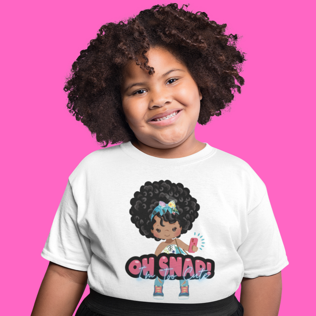 OH SNAP I’M TOO CUTE CURLY FRO TEE|BLACK GIRLS ROCK|BLACK GIRL MAGIC|TEES FOR BLACK GIRLS|AFROMATION TEES|BLACK GIRL TEES